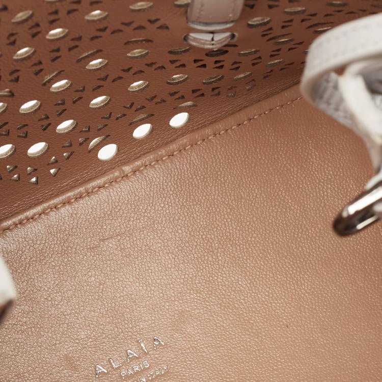 Pre Owned Alaia Gris Perle Vienne Wave Leather Mina 20 Tote