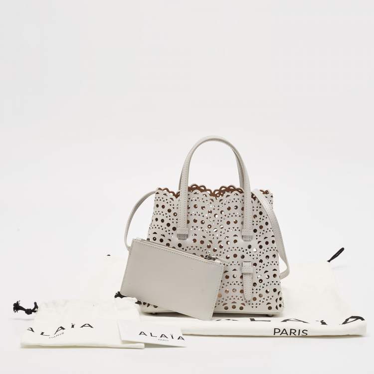 Pre Owned Alaia Gris Perle Vienne Wave Leather Mina 20 Tote