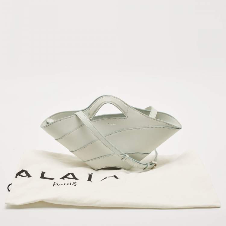 Pre Owned Alaia Light Blue Leather Small Khaimah Tote
