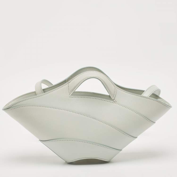 Pre Owned Alaia Light Blue Leather Small Khaimah Tote