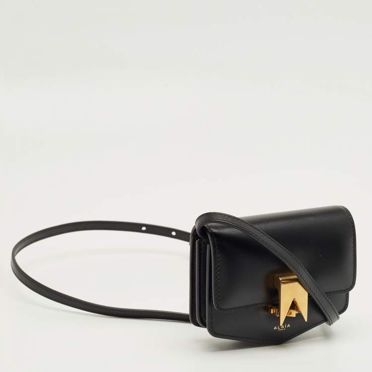 Pre Owned Alaia Black Leather Mini Le Papa Shoulder Bag