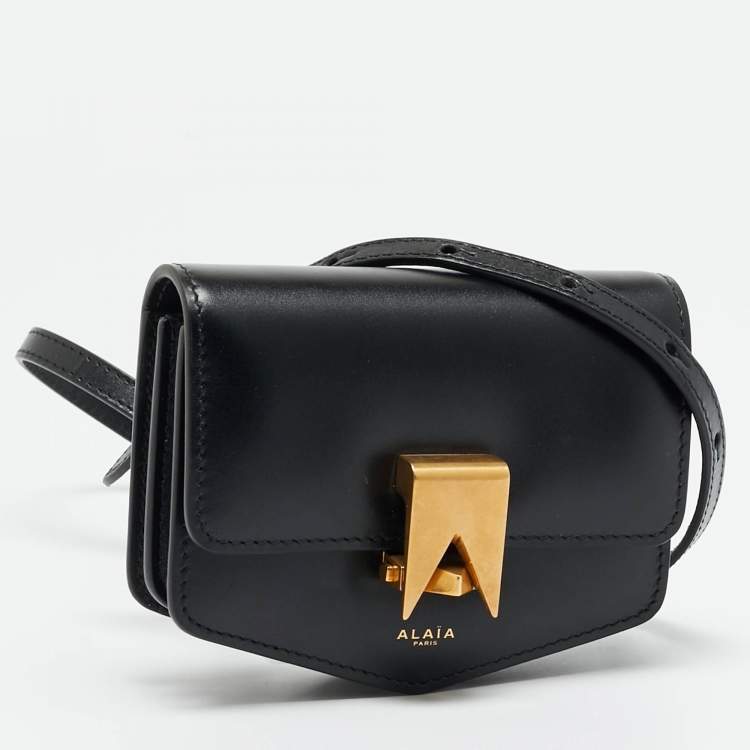 Pre Owned Alaia Le Papa Mini Black Leather Shoulder Bag