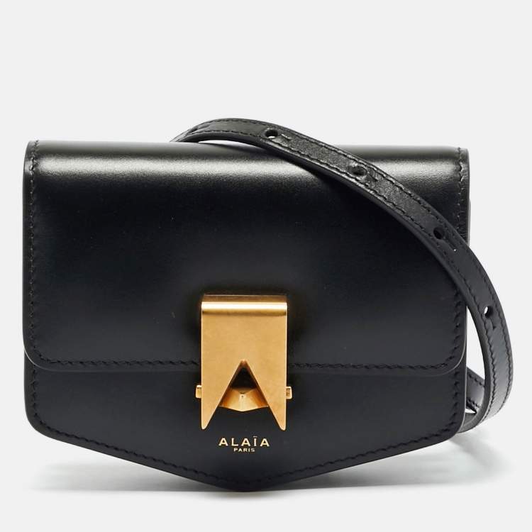 Pre Owned Alaia Le Papa Mini Black Leather Shoulder Bag