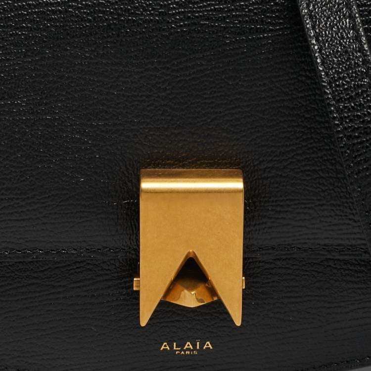 Pre Owned Alaia Le Papa Small Black Leather Shoulder Bag