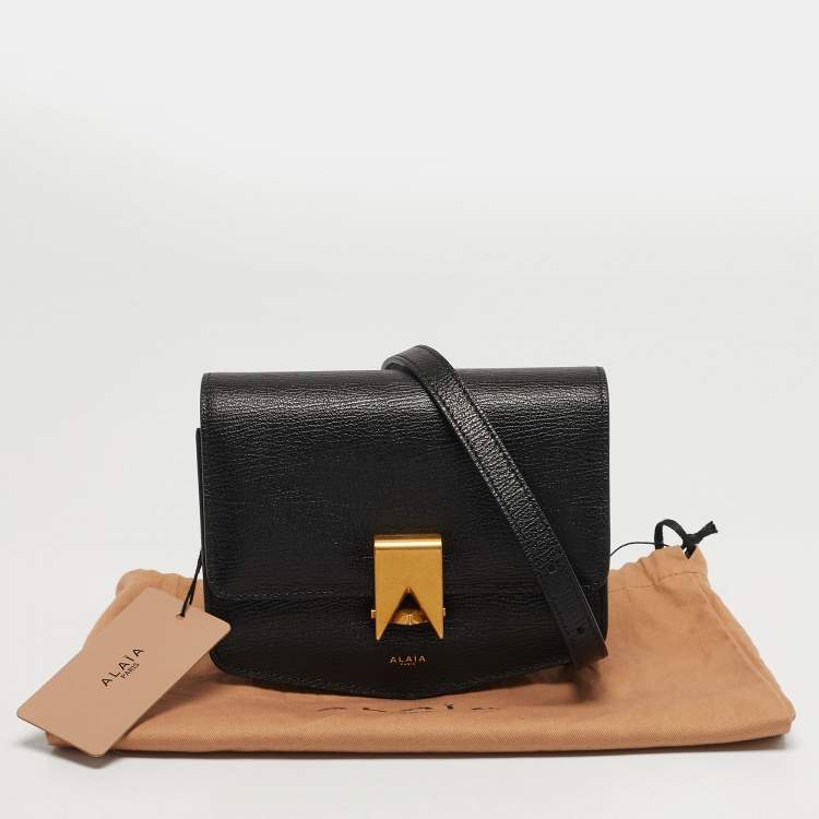 Pre Owned Alaia Le Papa Small Black Leather Shoulder Bag