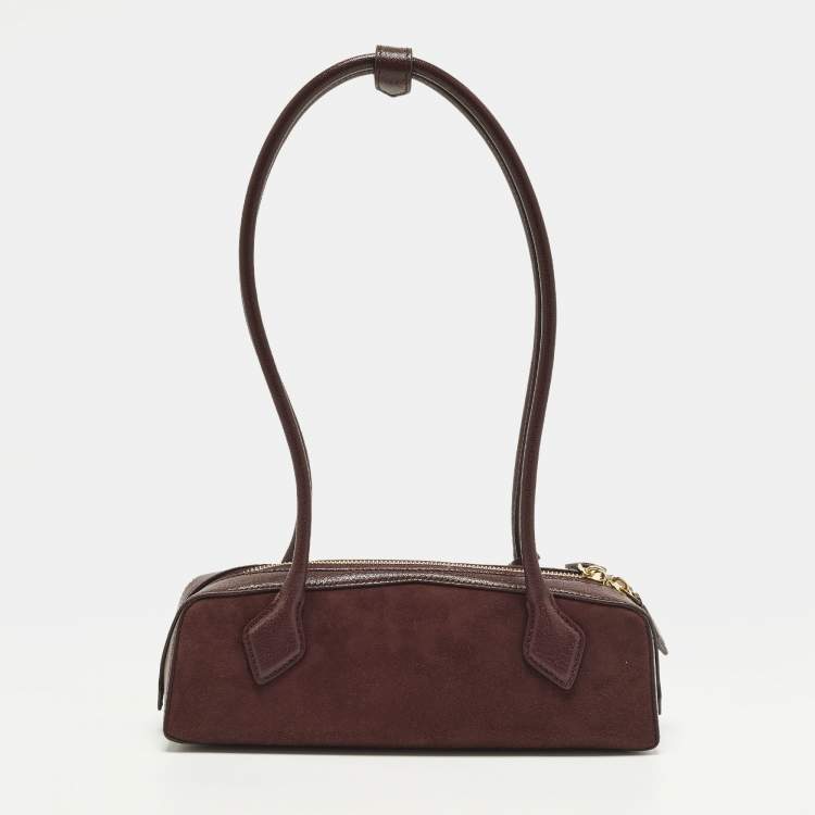 Pre Owned حقيبة كتف عُلاية لو تيكيل جلد وزخرف عنابي صغيرة