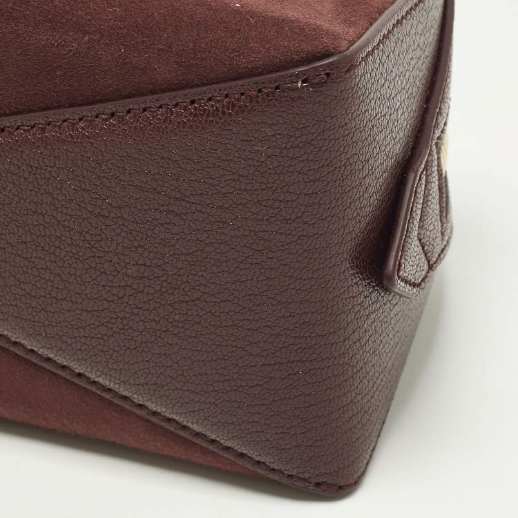 Pre Owned حقيبة كتف عُلاية لو تيكيل جلد وزخرف عنابي صغيرة