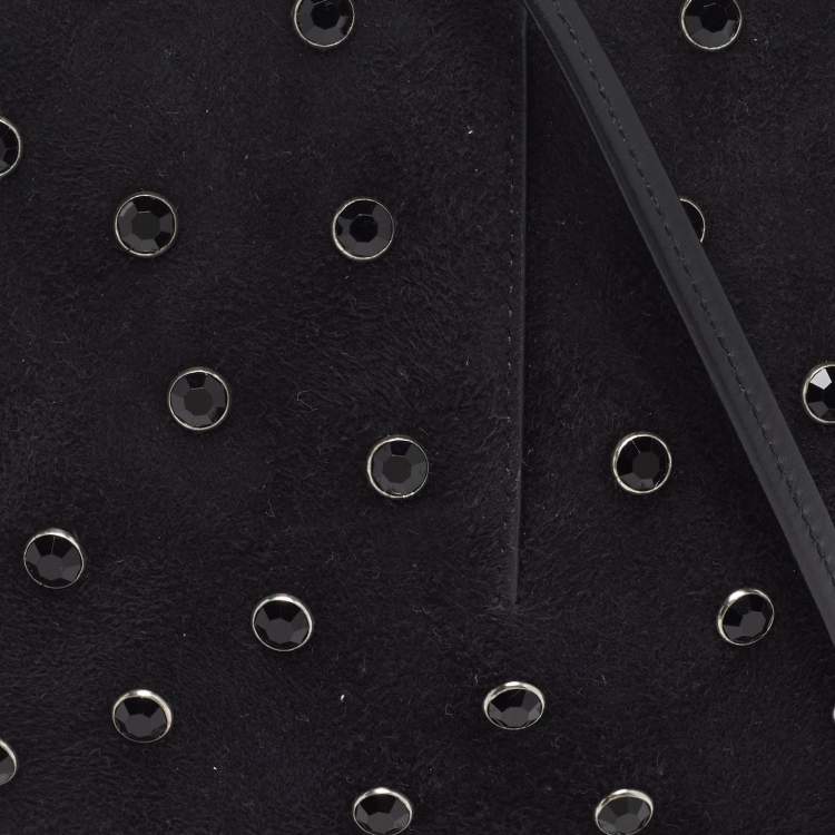 Pre Owned Alaïa Le Coeur Black Suede Crystal Embellished Shoulder Bag