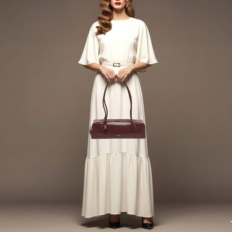 Pre Owned Alaia Le Teckel Medium Burgundy Leather Shoulder Bag