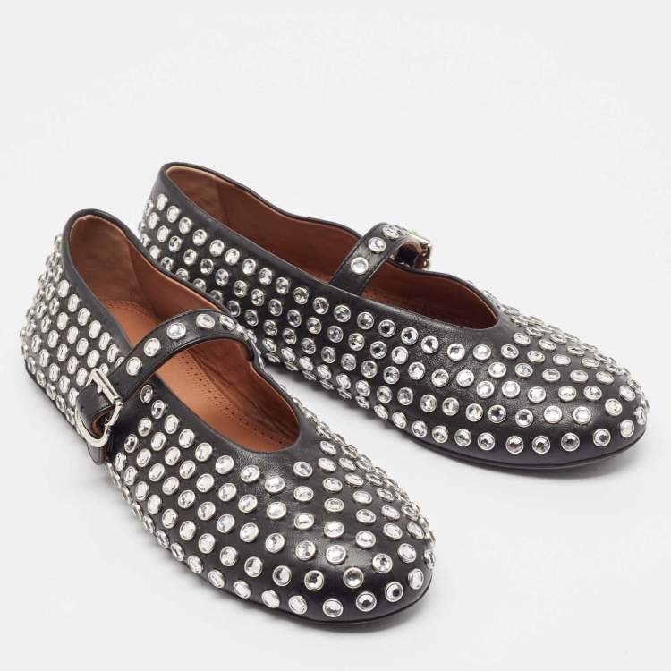 Pre Owned Alaia Black Leather Angele Ballet Flats Size 39