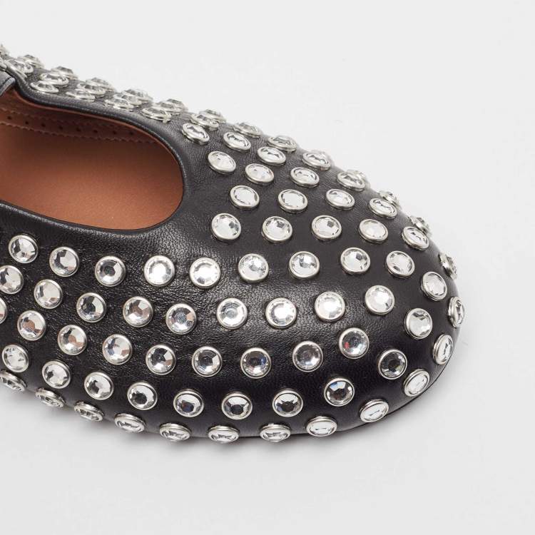 Pre Owned Alaia Black Leather Angele Ballet Flats Size 39