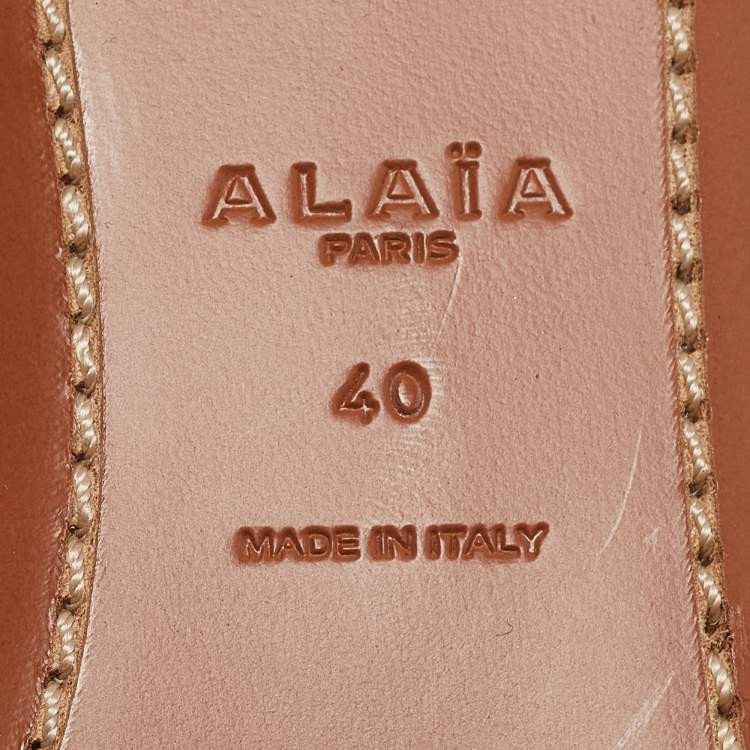 Pre Owned Alaia Navy Blue Laser Cut Denim Flat Slides Size 40