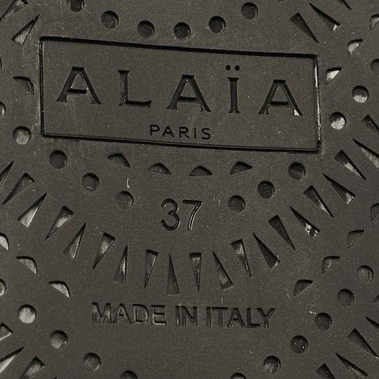 Pre Owned Alaia Black Perforated Leather Mary Jane Ballet Flats Size 37