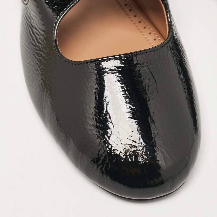 Pre Owned Alaia Black Patent Leather Criss Cross Ballet Flats Size 37