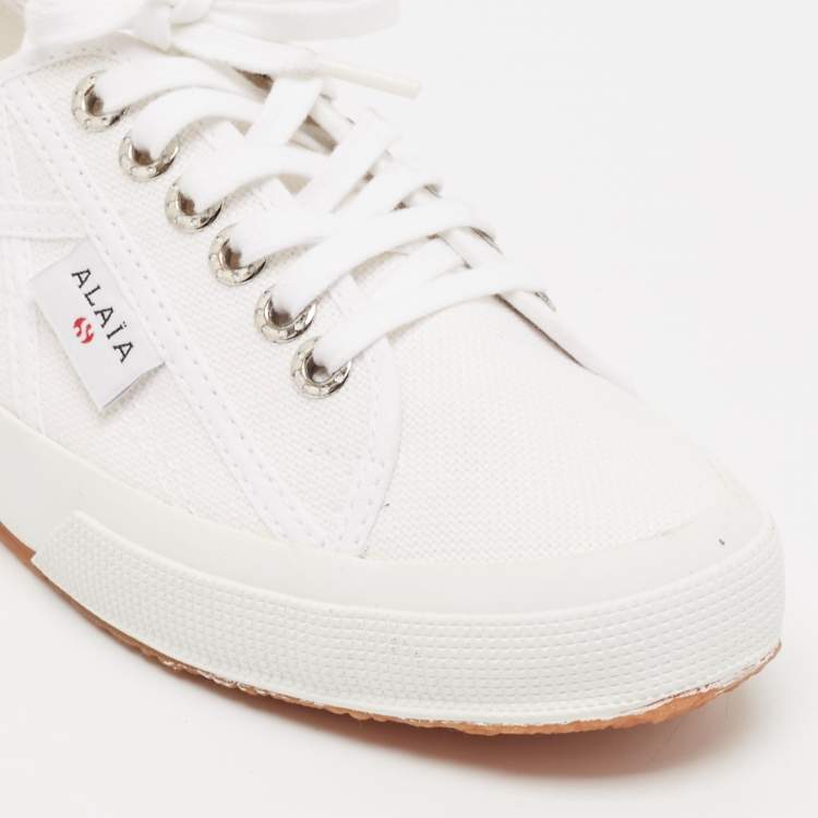 Pre Owned Alaia White Canvas Superga Sneakers Size 40