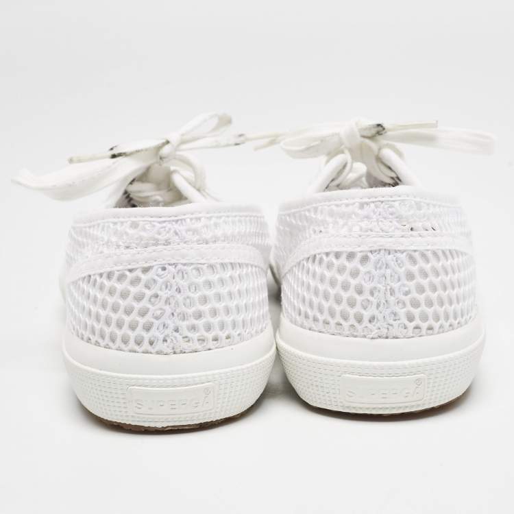 Pre Owned Alaia White Fishnet and Canvas Superga Sneakers Size 42