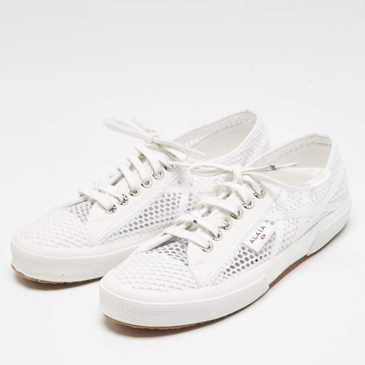Pre Owned Alaia White Fishnet and Canvas Superga Sneakers Size 42