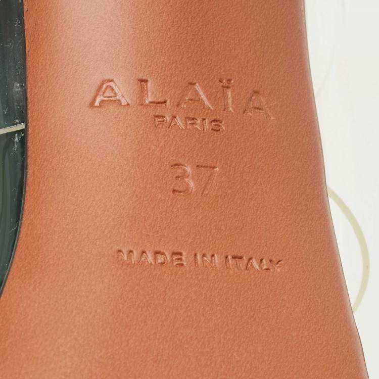 Pre Owned Alaia Transparent and Green Patent Leather and PVC le coeur Mules Size 37