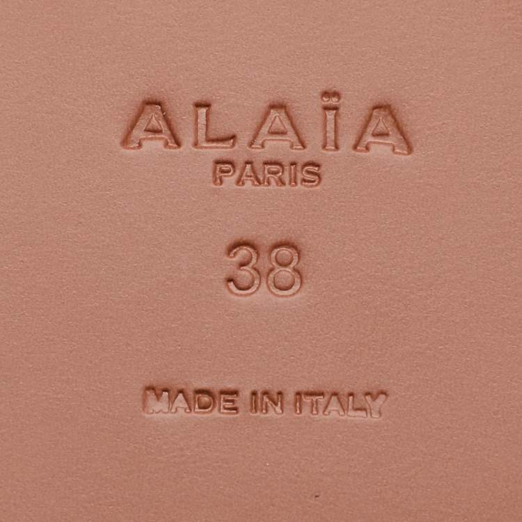 Pre Owned Alaia White Leather Vienne Flat Slide Size 38