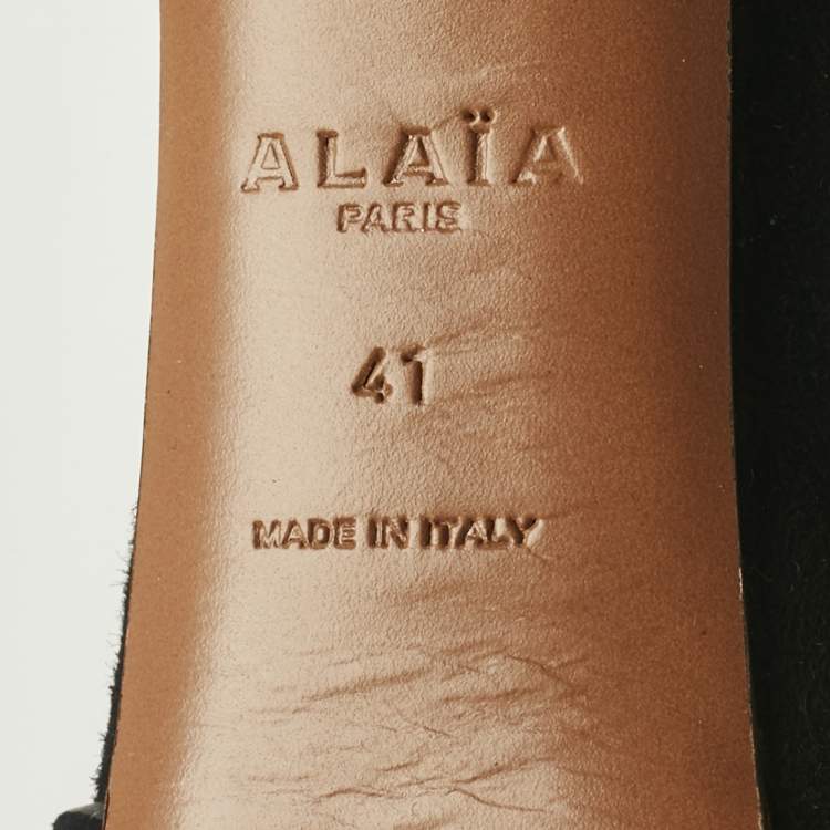 Pre Owned Alaia Black Suede Platform Ankle Strap Sandals Size 41