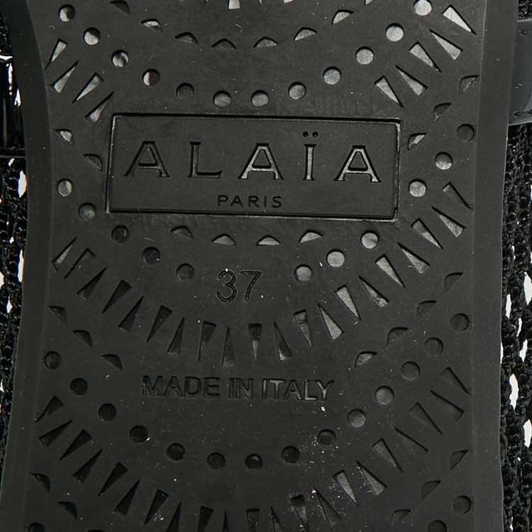 مملوكة مسبقًا Alaia Size 37 Black Mesh and Patent Leather Ballet Flats