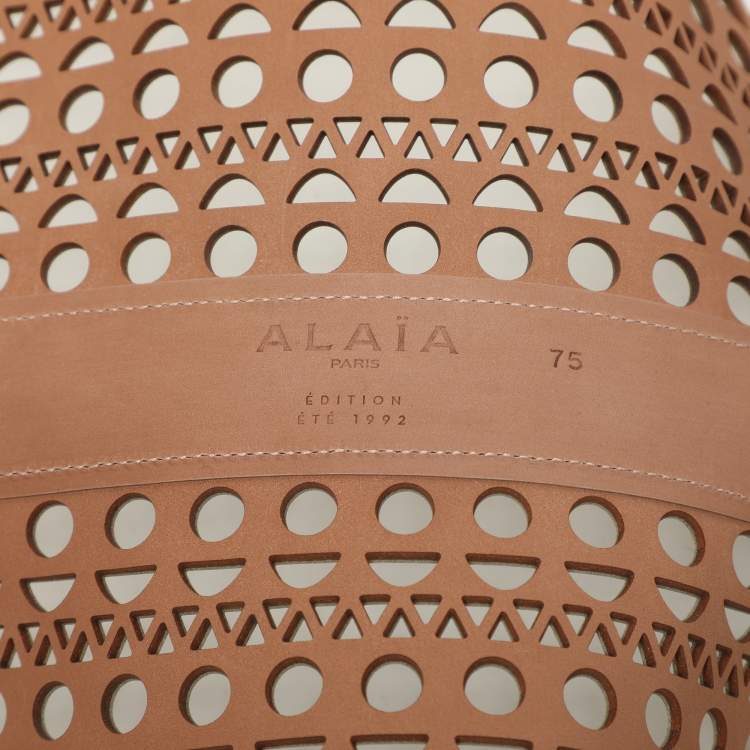 Pre Owned Alaia White Leather Vienne Corset Belt 75CM