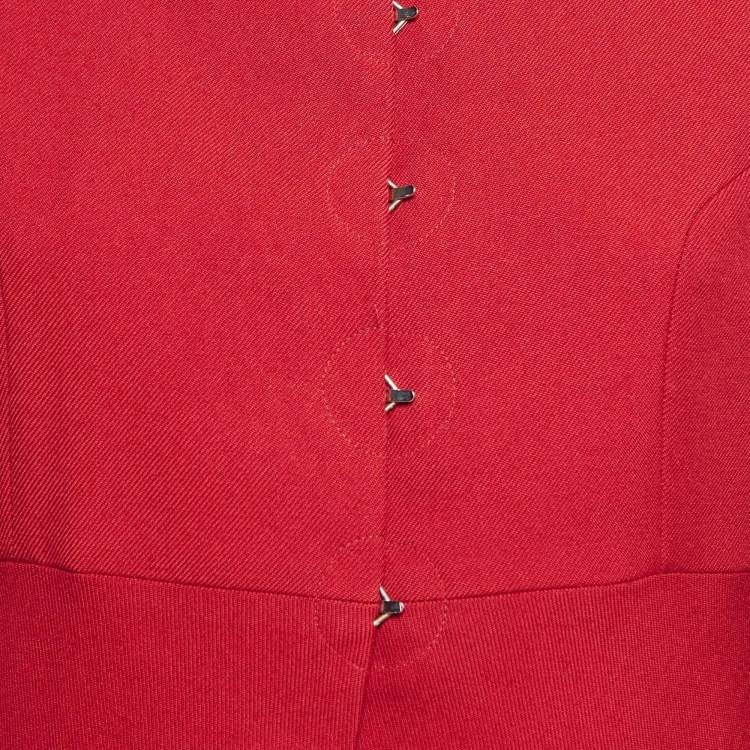 Pre Owned Alaia Red Wool Long Sleeve Jacket L
