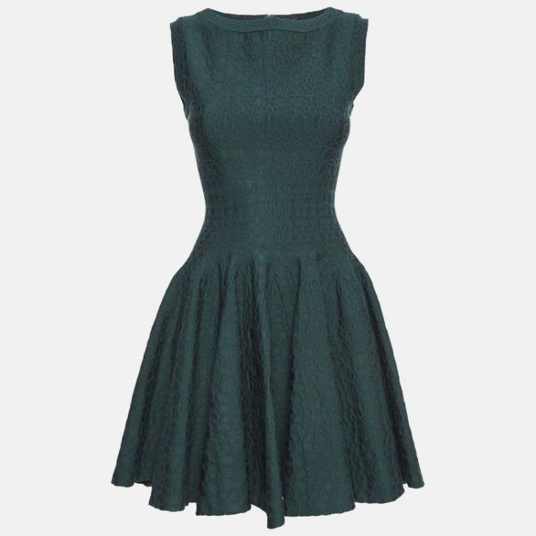 مملوكة مسبقًا Alaia Green Wool Blend Knit Sleeveless Flared Mini Dress S