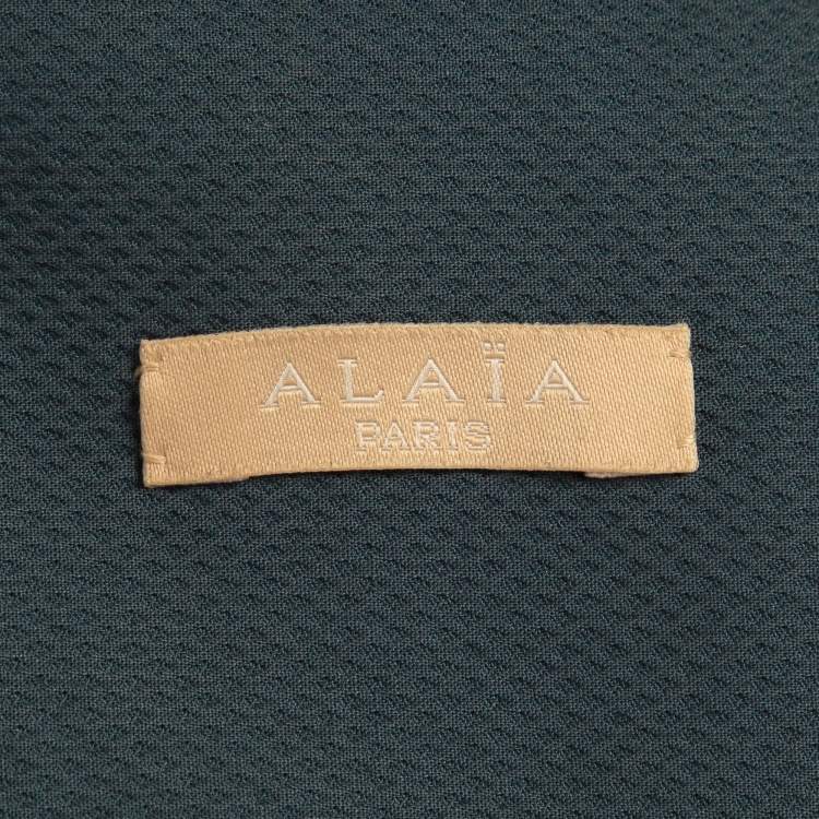 Pre Owned Alaia Blue Textured Cotton Collar Detail Mini Skater Dress M