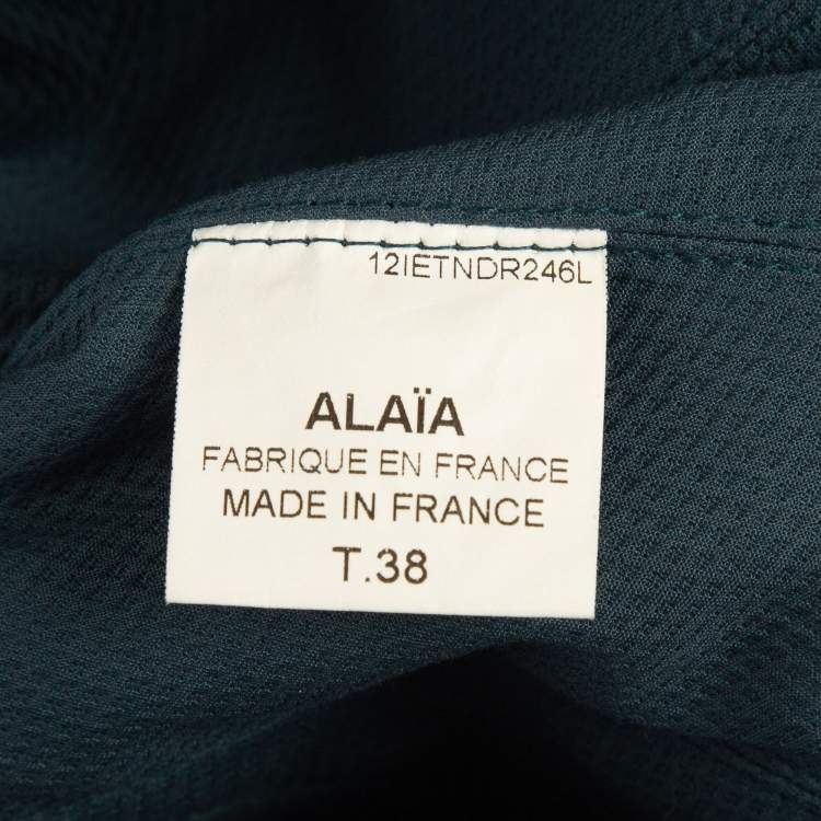 Pre Owned Alaia Blue Textured Cotton Collar Detail Mini Skater Dress M