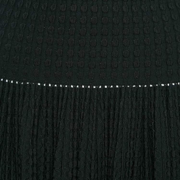 مملوكة مسبقًا Alaia Black Wool Blend Knit Pleated Short Dress M
