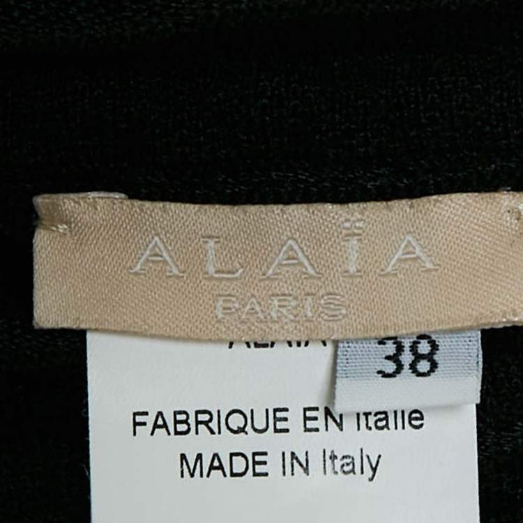 مملوكة مسبقًا Alaia Black Wool Blend Knit Pleated Short Dress M