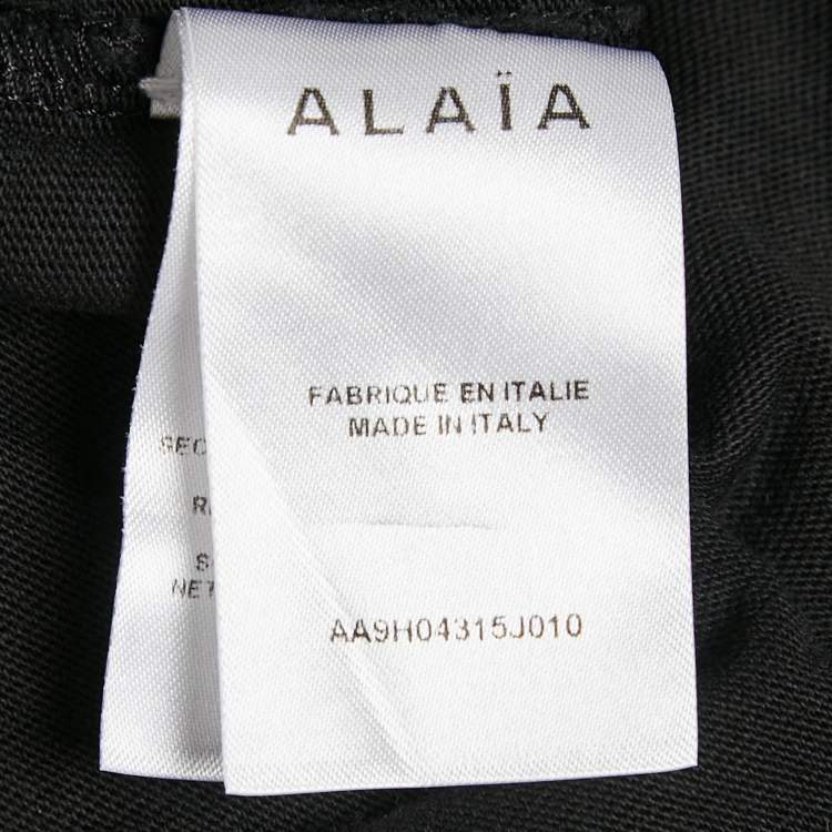 Pre Owned Alaia Black Logo Embroidered Cotton T-Shirt M