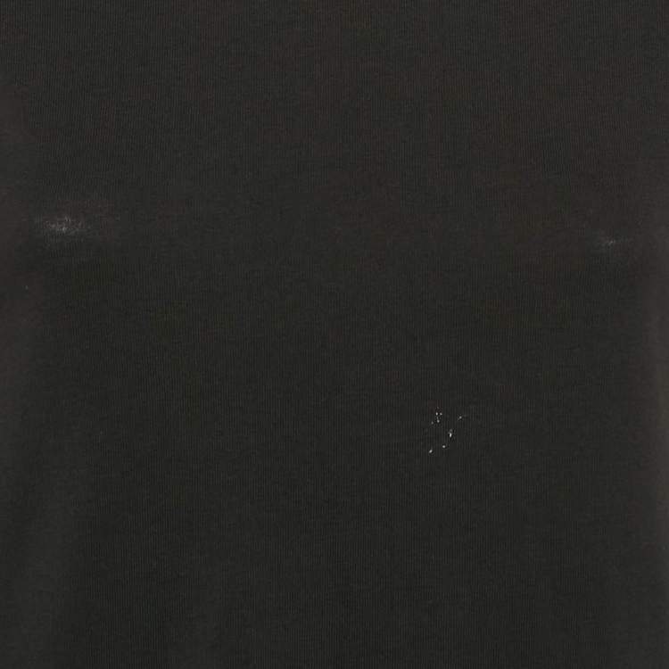 Pre Owned Alaia Black Logo Embroidered Cotton T-Shirt M