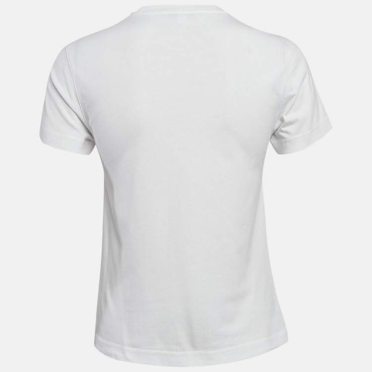 Pre Owned Alaia White Logo Embroidered Cotton T-Shirt M