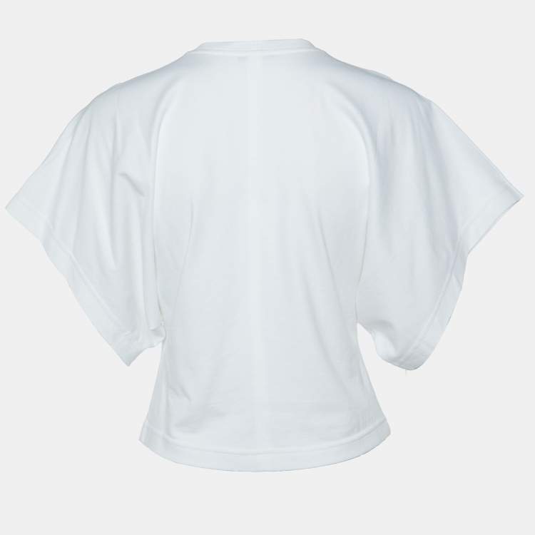 Pre Owned Alaia White Logo Embroidered Cotton T-Shirt S
