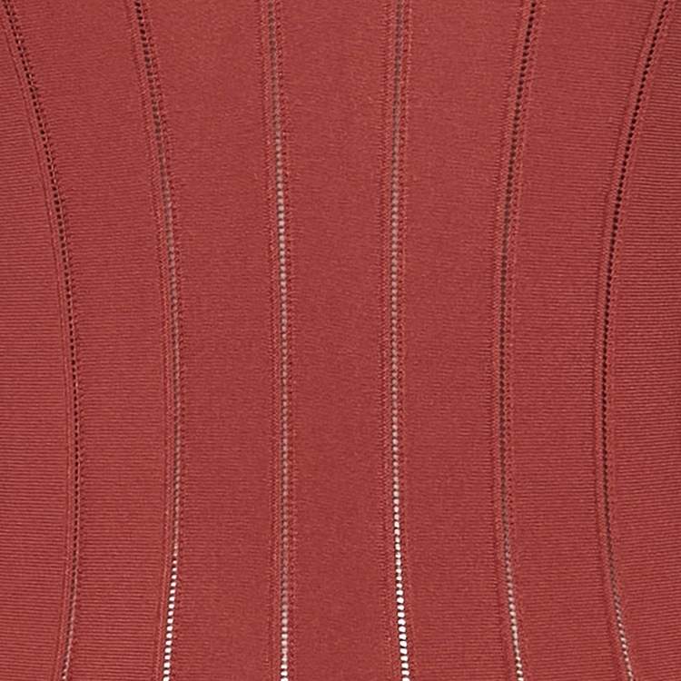 Pre Owned Alaia Rust Brown Patterned Jersey Sleeveless Midi Dress M