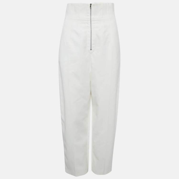 Pre Owned Alaia White Cotton High Waist Pants M