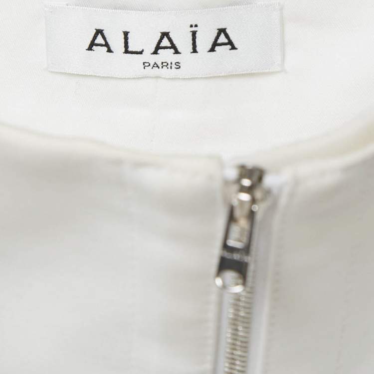 Pre Owned Alaia White Cotton High Waist Pants M
