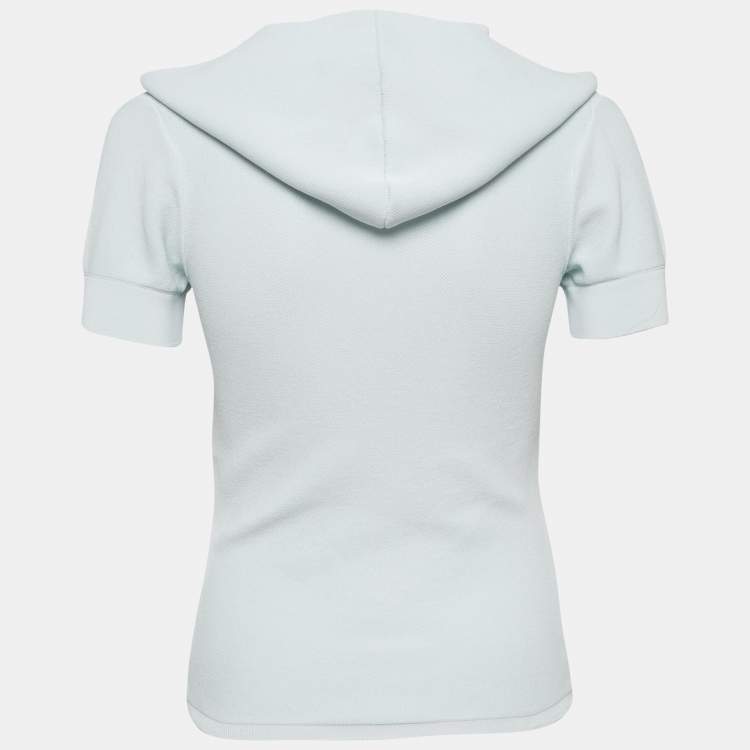 Pre Owned Alaia Light Blue Jersey Hooded Top S