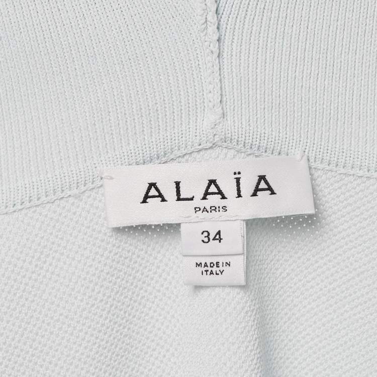 Pre Owned Alaia Light Blue Jersey Hooded Top S