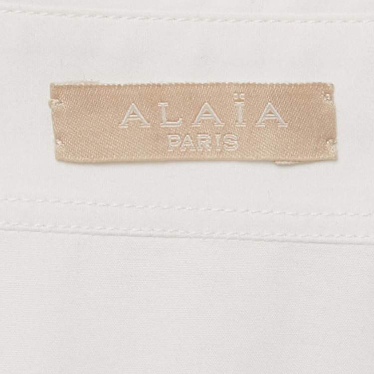 Pre Owned Alaia White Cotton Tiered Midi Shirt Dress M