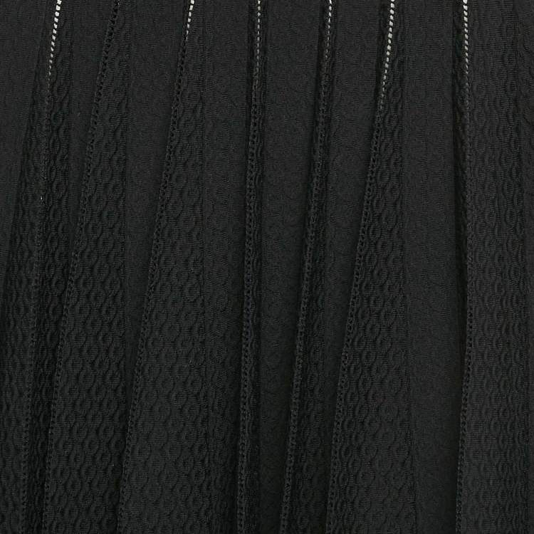 Pre Owned Alaia Black Textured Stretch Knit Scallop Short Dress S