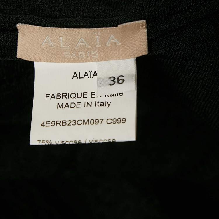 Pre Owned Alaia Black Textured Stretch Knit Scallop Short Dress S