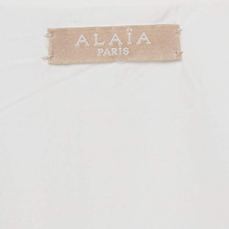 Pre Owned Alaia White Poplin Pleated Corset Mini Dress M