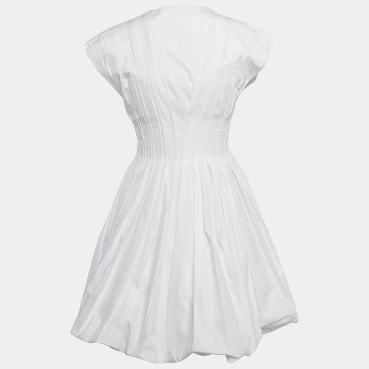 Pre Owned Alaia White Poplin Pleated Corset Mini Dress M