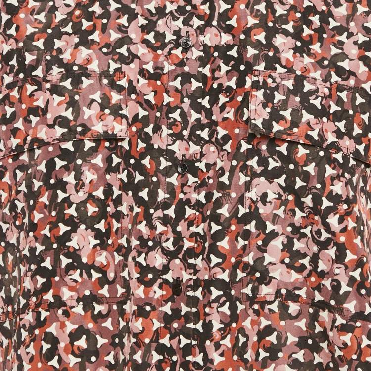 Pre Owned Alaia Pink Abstract Print Silk Cropped Shirt M