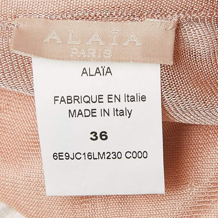 Pre Owned Alaia White Patterned Knit Long Skirt S