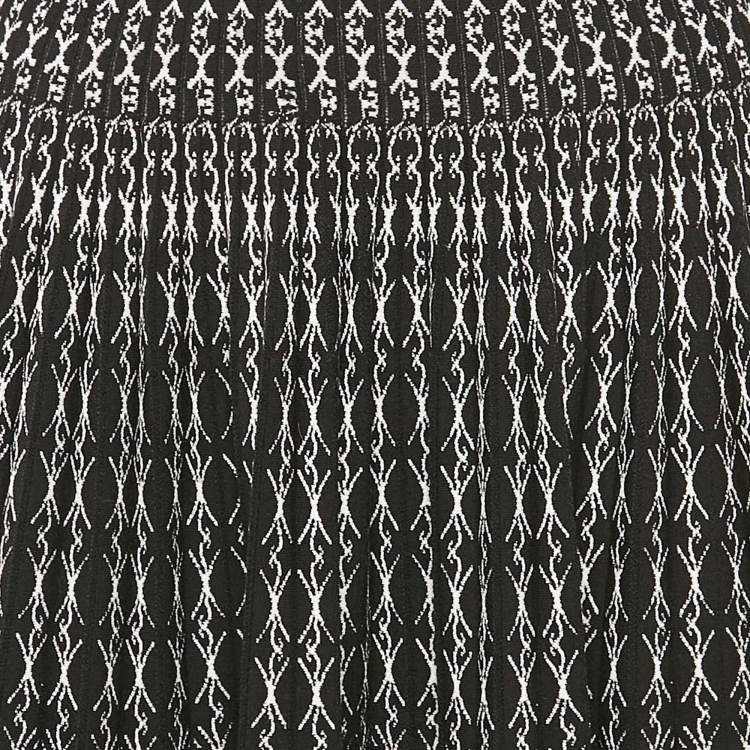 Pre Owned Alaia Black/White Jacquard Wool Blend Knit Maxi Skirt M