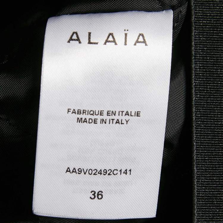 Pre Owned Alaia Black Leather Cropped Zip-Up Biker Jacket S
